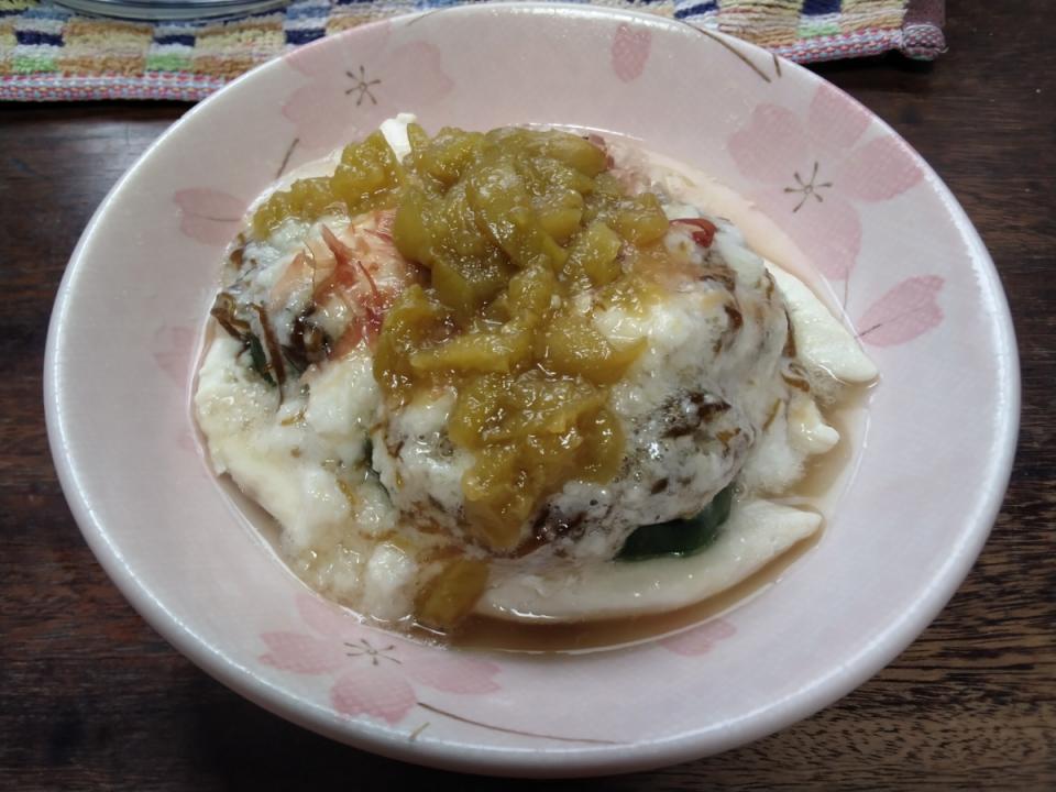 ダイエットにもいいかな？鶏ささみとズッキーニのもずくとろろがけ